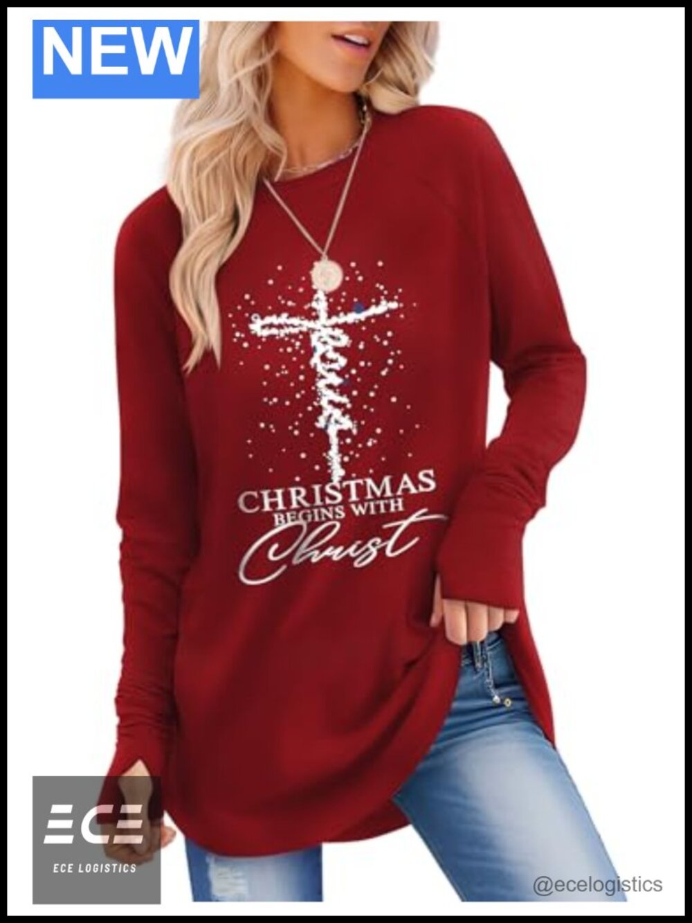 Womens Long Sleeve Tunic Top Thumb Hole Curved Hem Pullover Shirt
